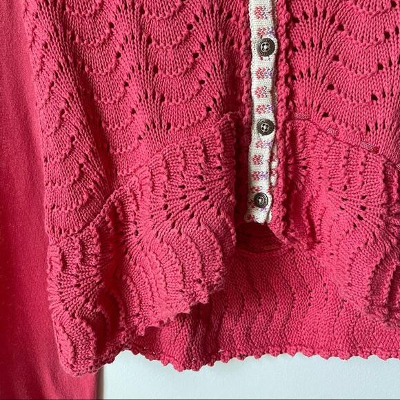 Free People Pink Cardigan Sweater Size Medium - Picture 8 of 11
